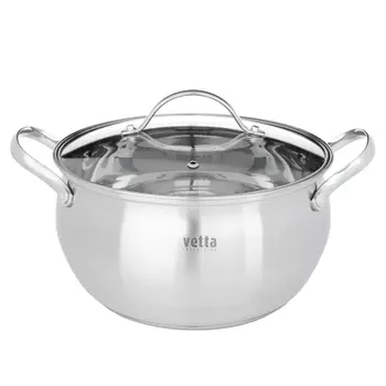Кастрюля 4,9 л VETTA Женева, со стеклянной крышкой, индукция