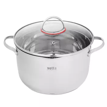Кастрюля 6,3 л VETTA Бирмингем, со стеклянной крышкой, индукция