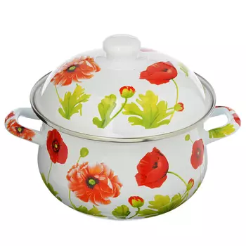 Кастрюля эмалированная, 24см, 5,0л "Маки"