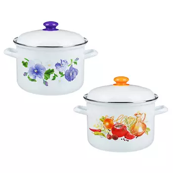 Кастрюля эмалированная 6,0л, 2 дизайна