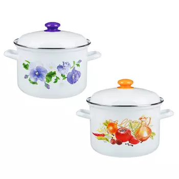 Кастрюля эмалированная 6,0л, 2 дизайна