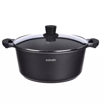 Кастрюля с крышкой 9,9 л SATOSHI Кале, алюминий, покрытие Мрамор, индукция