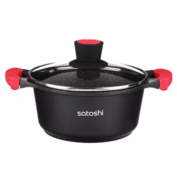 Кастрюля с крышкой, антипригарное покрытие, 2,4л, d20 см, SATOSHI "Кале"