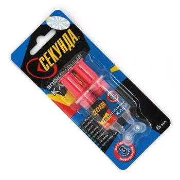 Клей "Секунда" "3 минуты" эпоксидный (смола+отвердитель) 3+3мл, в шприце, арт.403-115