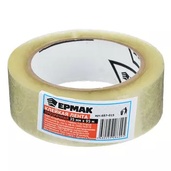 Клейкая лента, 35 ммx95 м, прозрачная, ЕРМАК