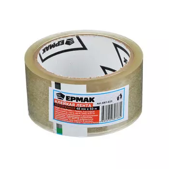 Клейкая лента, 48 ммx50 м, прозрачная, ЕРМАК