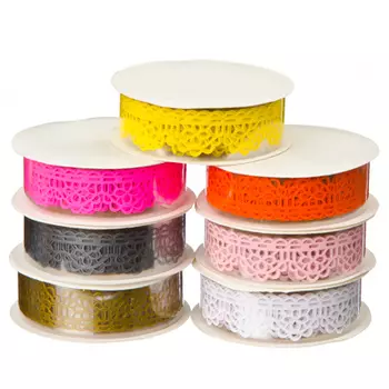 Клейкая лента ажурная, ПВХ, 1,5х100см, "Кружевной", 6-7 цветов