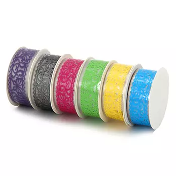 Клейкая лента ажурная, ПВХ, 2,0х100см, "С бабочками", 6-7 цветов