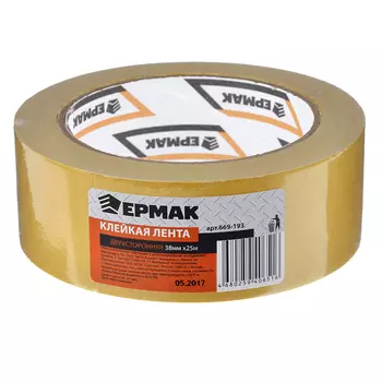 Клейкая лента двухсторонняя, полипропилен, 38 ммх25 м, инд.упаковка, ЕРМАК