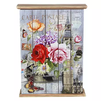 Ключница закрытая, на 6 крючков, с розами, МДФ, 28,5х21х6см