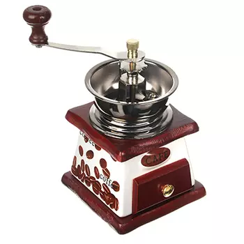 Кофемолка с керамическим основанием, металл, дерево, 10x10x17,5 см