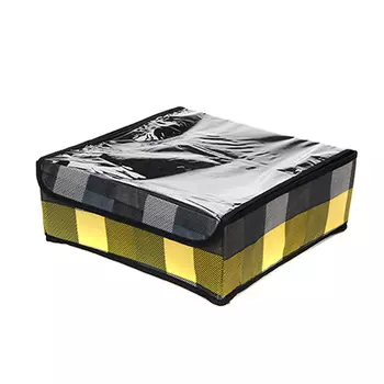 Кофр для хранения мелочей VETTA "Клетка" с прозрачной крышкой, 16 ячеек, 32x32x12 см, спанбонд