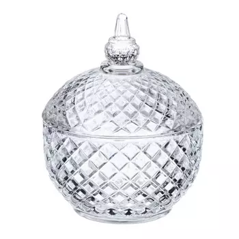 Конфетница с крышкой, стекло, 9,5x12 см, "Алисия"