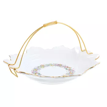 Конфетница с металлической ручкой, костяной фарфор, 21 см, MILLIMI "Драже"