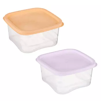 Контейнер для СВЧ с крышкой, пластик, квадратный, 2,1л, 2 цвета