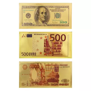 Конверт для денег 9x18см, золотой, пластик, 3 дизайна, 521054/079