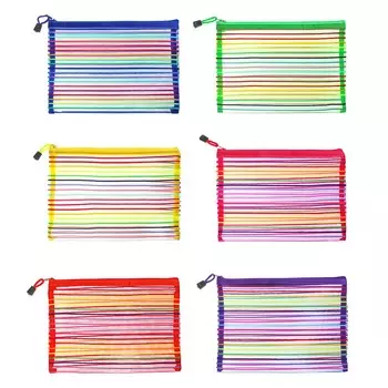 Конверт универсальный "Мультиколор" ф А4 на молнии 33,5х24см, полиэстер сетка, 6 цветов