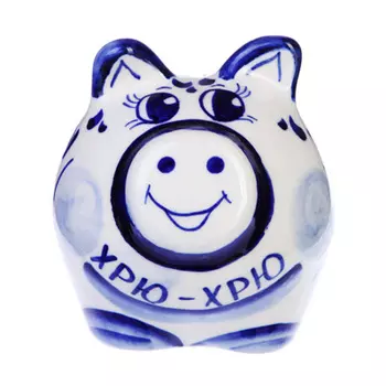 Копилка, Гжельский фарфор, 9х8,5х8,5см