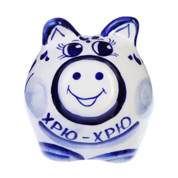 Копилка, Гжельский фарфор, 9х8,5х8,5см