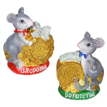 Копилка Мышка СНОУ БУМ Символ Года, 10х8х5,5 см, полистоун, 2 дизайна