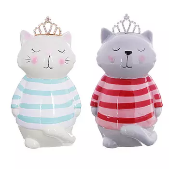 Копилка в виде кошечки в короне, керамическая, 9,2х8,8х17см, 2 цвета
