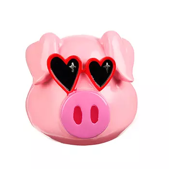 Копилка в виде свинки в очках, 13.5x12.5x11.8см, полистоун, Арт 27-11x