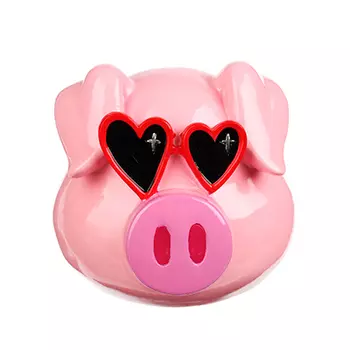 Копилка в виде свинки в очках, 13.5x12.5x11.8см, полистоун, Арт 27-12