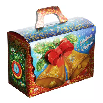 Коробка для подарков "Колокольчики", металлизированный картон 390г, 210х150х100мм, до 1000г