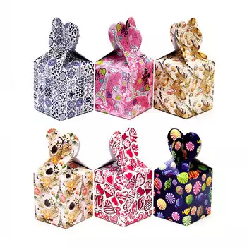 Коробка подарочная бумажная, 10х8,5х8,5см, 6 дизайнов ГЦ