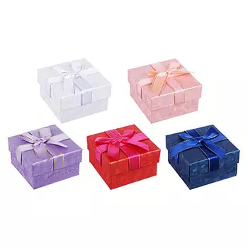 Коробка подарочная с бантом, 7,5х7,5х4,5 см, 5 цветов