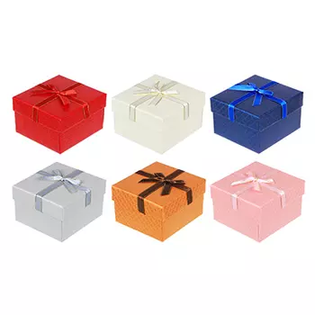Коробка подарочная с бантом, 9х8,5х5,5 см, 6 цветов, арт.2107