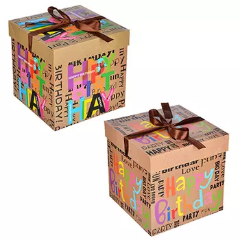 Коробка подарочная, складная, бумага, 20х20х20 см, 2 дизайна