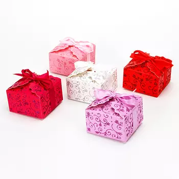 Коробка подарочная, складная, бумага, полиэстер, 8,5х8,5х5,5 см, 5 цветов