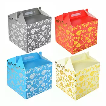 Коробка подарочная складная с ручками, с фольгированным слоем, 28х28х26см, бумага, 4 цвета