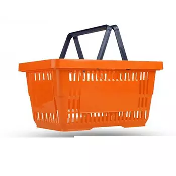 Корзина покупательская пластиковая 20 литров, 2 складывающиеся ручки, оранжевая