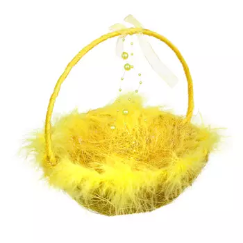 Корзинка декоративная, 18x20 см, пластик, пенопласт, полиэстер, металл, сизаль, желтая