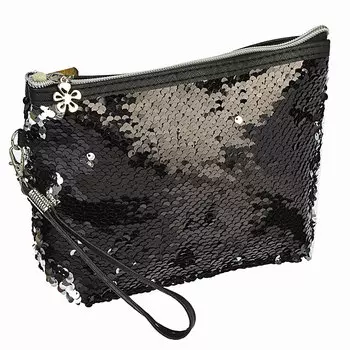 Косметичка с пайетками, полиэстер, 23х13х6 см, ПВХ, 2 цвета, PAVO