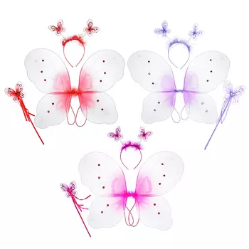 Костюм карнавальный с крылышками 3 предмета, полиэстер, 35х42 см, 3 дизайна, СНОУ БУМ