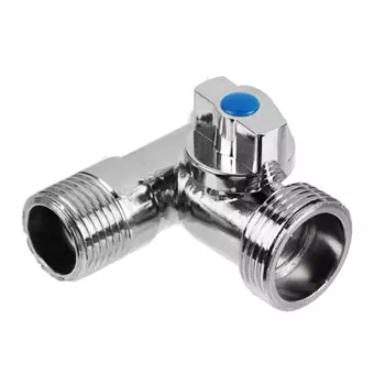 Кран шаровой угловой трехпроходной FRESSO, 1/2"х3/4"х1/2", вн-нр-нр, хром
