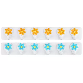 Крючки для полотенец на планке 6 шт, пластик, 2 цвета, ВЕСЕЛЫЙ РОДЖЕР WF-878