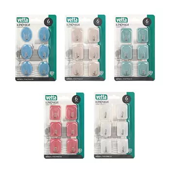 Крючки самоклеящиеся на кухню 6 шт, ВЕСЕЛЫЙ РОДЖЕР WF-105