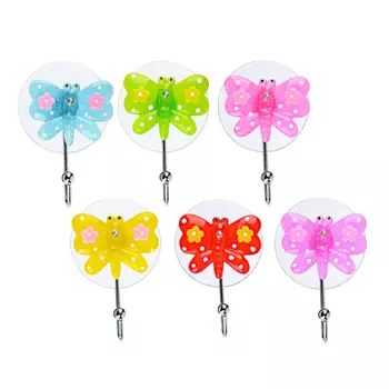 Крючок для полотенец на присоске, пластик/металл, ВЕСЕЛЫЙ РОДЖЕР "Бабочка"