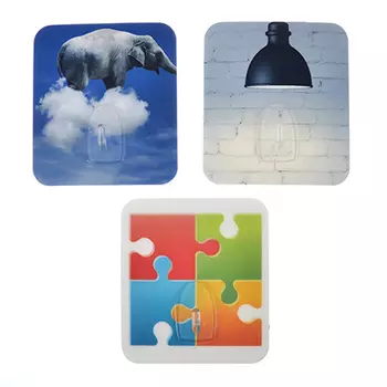 Крючок самоклеящийся для прихожей, силикон, 8x9 см, 3 дизайна, на блистере