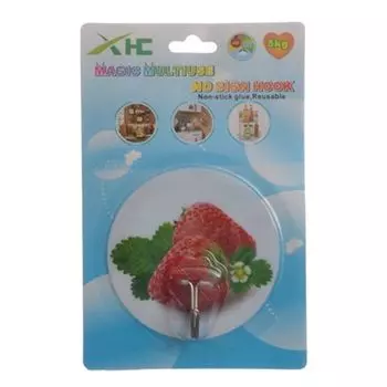 Крючок самоклеящийся на блистере, 1 шт, цветной, "Фрукты, ягоды"