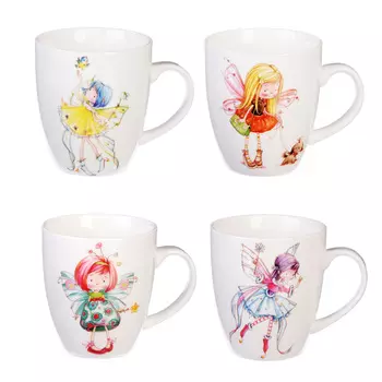 Кружка 215 мл, костяной фарфор, 4 дизайна, MILLIMI "Маленькая волшебница"