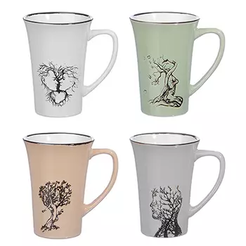 Кружка 320 мл, MILLIMI Нежность, керамика, 4 дизайна