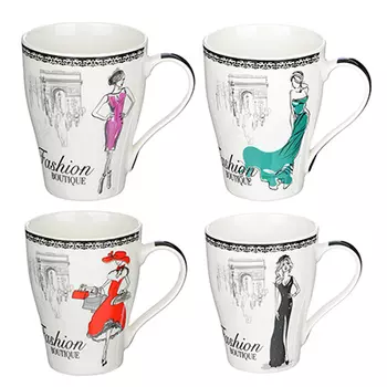 Кружка 350 мл, MILLIMI Модница, керамика, 4 дизайна