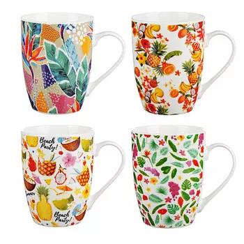 Кружка 350 мл, MILLIMI Тропики, керамика, 4 дизайна