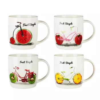 Кружка 360 мл, MILLIMI Фрукты микс, керамика, 4 дизайна
