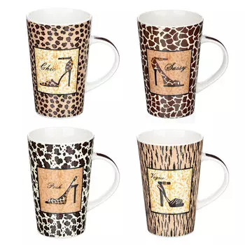 Кружка 360 мл, MILLIMI Шик, керамика, 4 дизайна